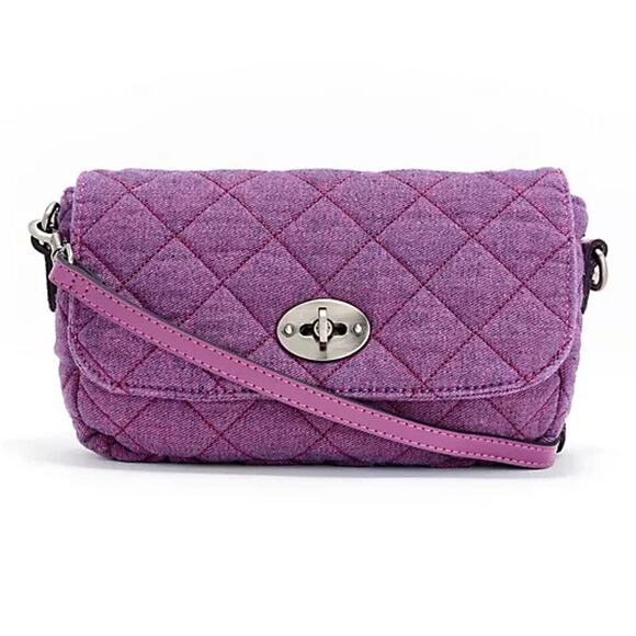 Patricia Nash Quilted Denim Bonny Crossbody Purple bag A648933